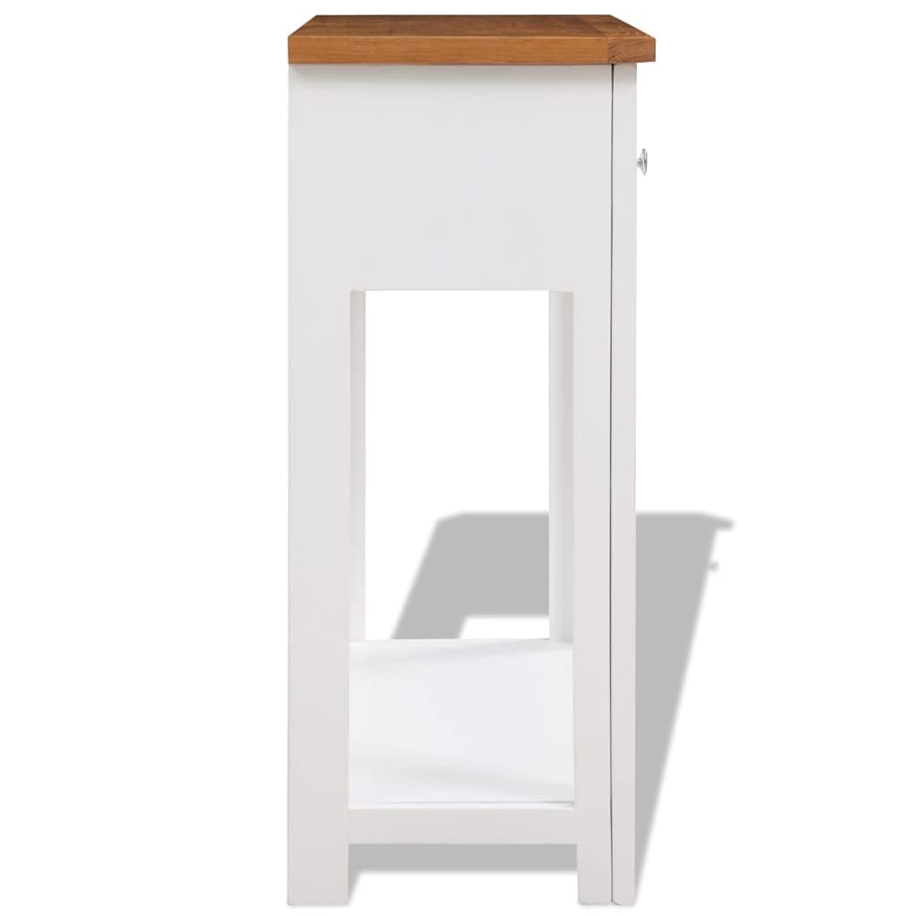Solid Oak Wood Console Table with Two Drawers and Shelf L954307