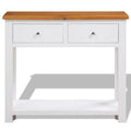 Solid Oak Wood Console Table with Two Drawers and Shelf L954307