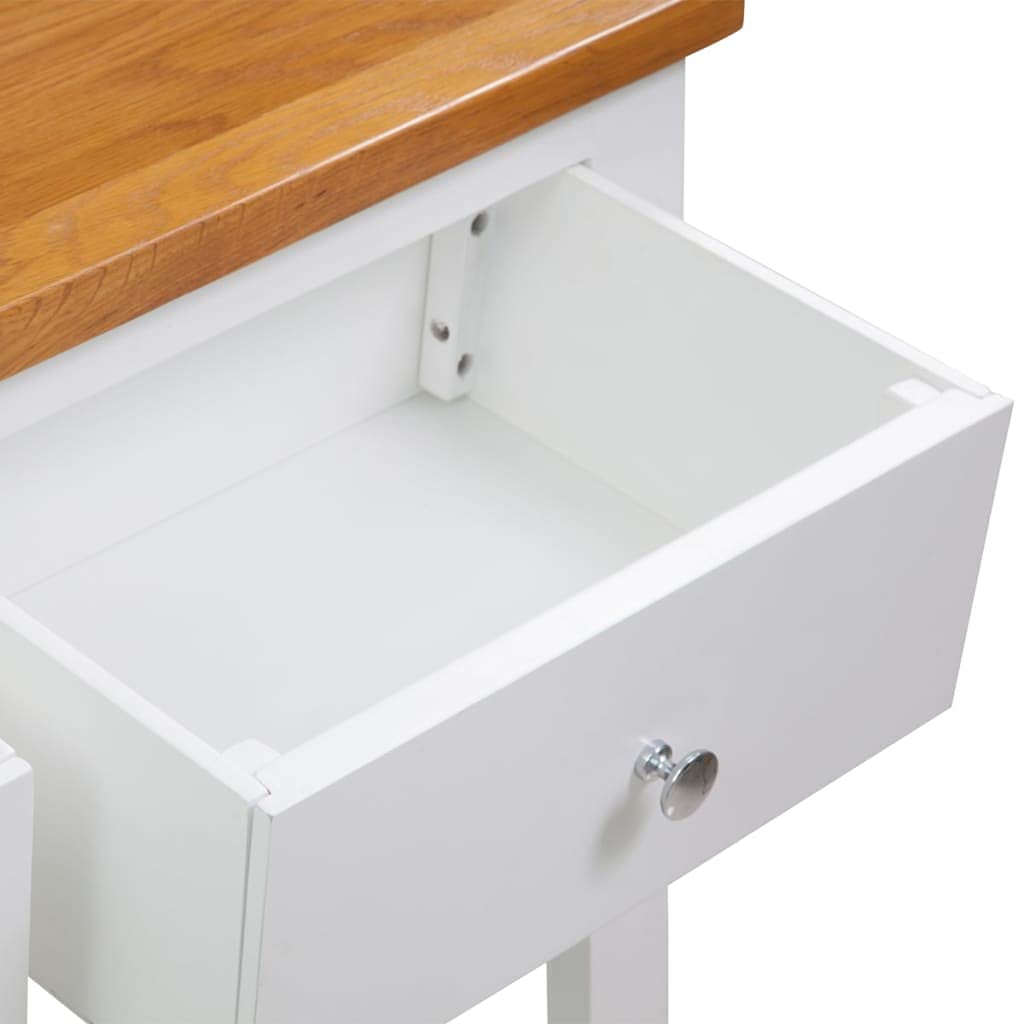 Solid Oak Wood Console Table with Two Drawers and Shelf L954307