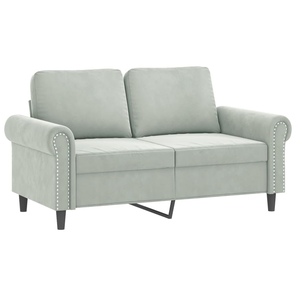 Light Gray Velvet 2 Piece Sofa Set with Pillows A45085