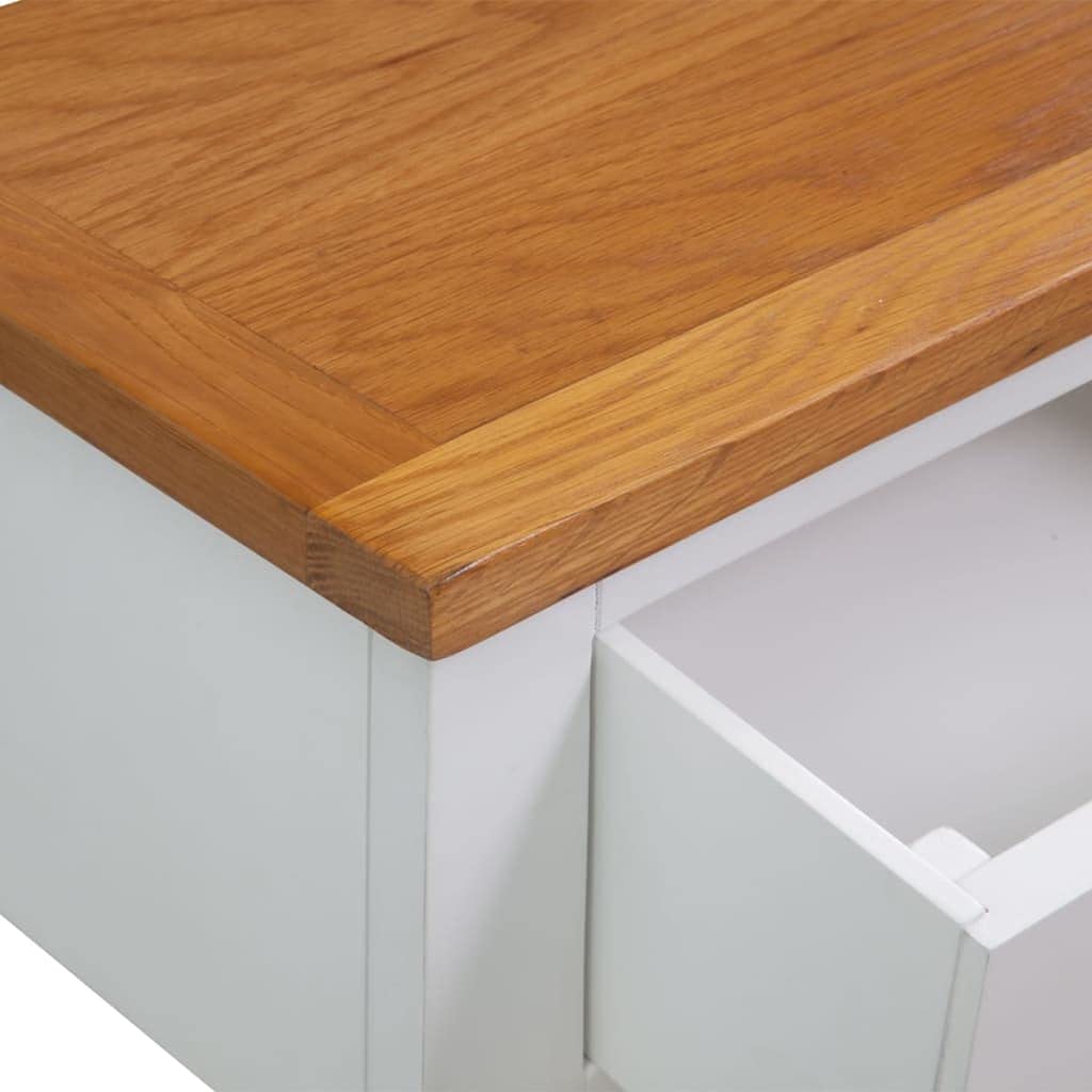 Solid Oak Wood Console Table with Two Drawers and Shelf L954307