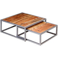 Acacia Wood and Steel Coffee Table Set of 2 Brown C840