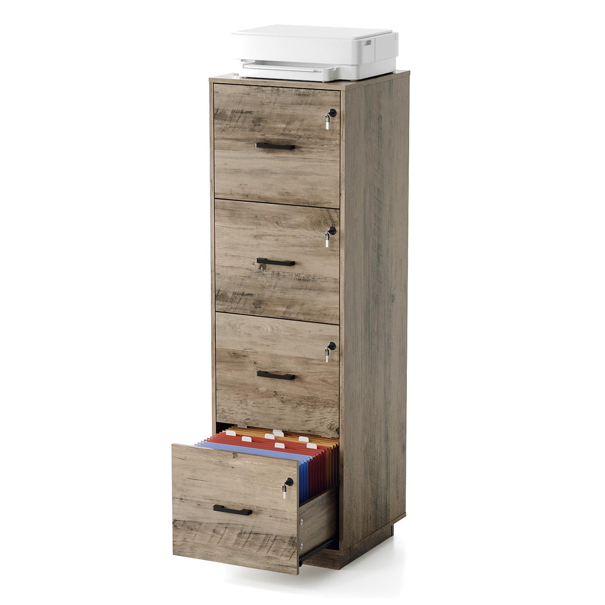 4 Drawer Wood File Cabinet with Lock X884595