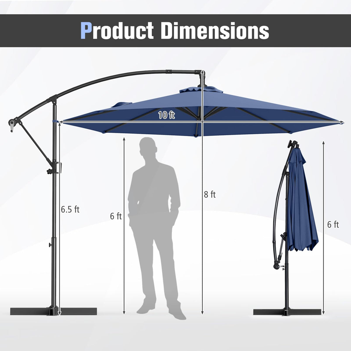 10 FT Navy Offset Cantilever Umbrella Z246