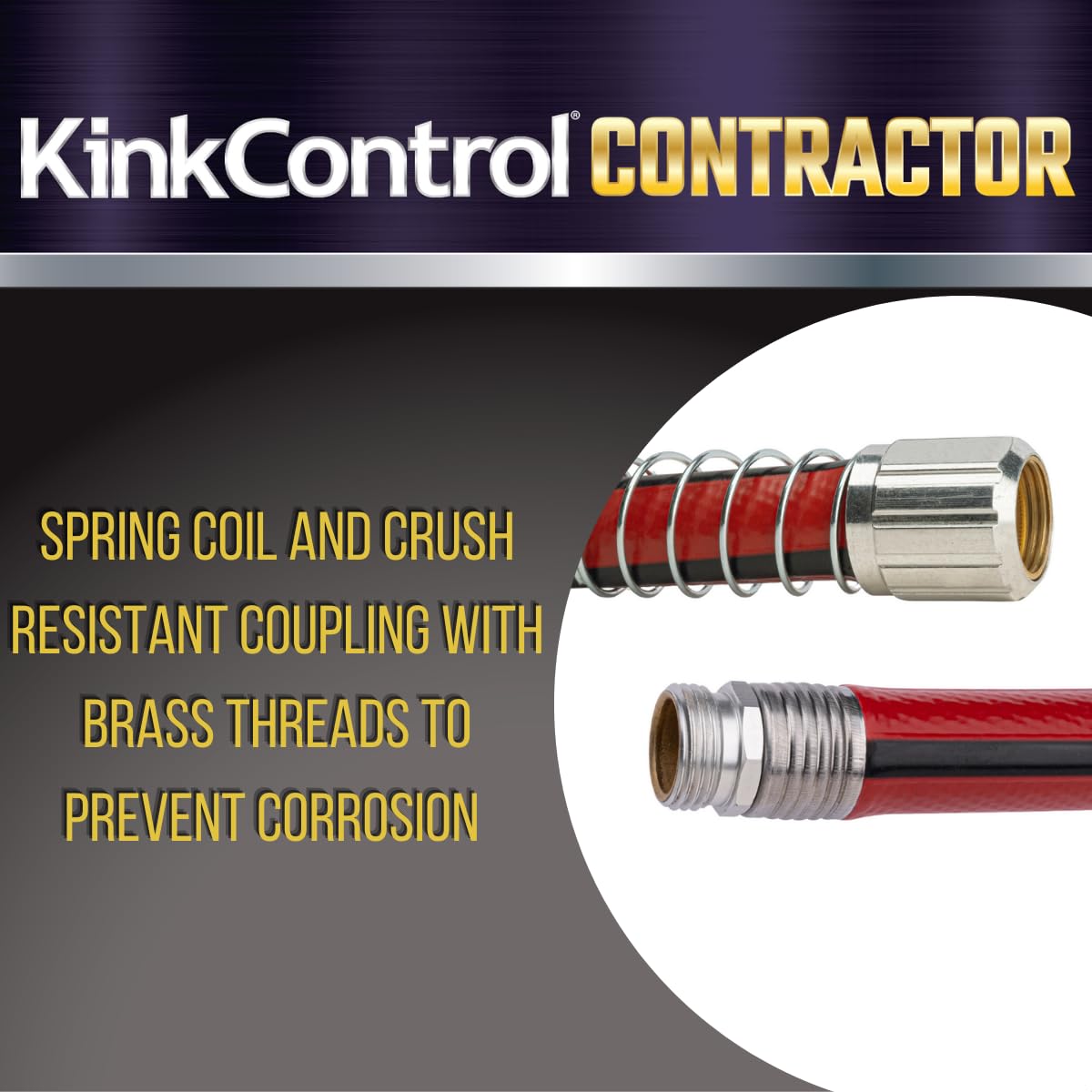 Contractor Grade Hose with Spring Coil and Crush Resistant Couplings 3/4 x 50 ft F1983