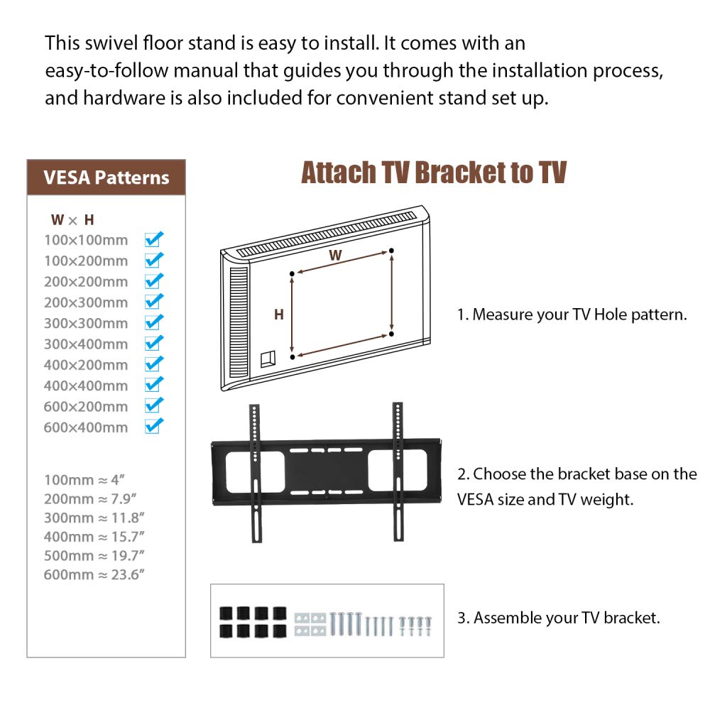 32-65" Swivel TV Stand with 3-Tier Storage and Height Adjustable Q694
