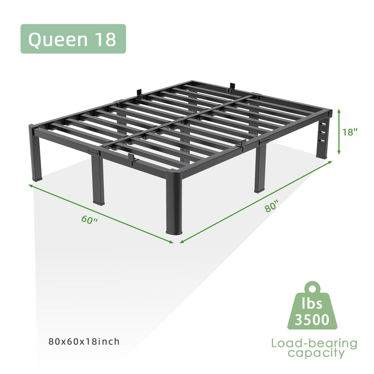 Queen Size 18 Inch Metal Platform Bed Frame F45473