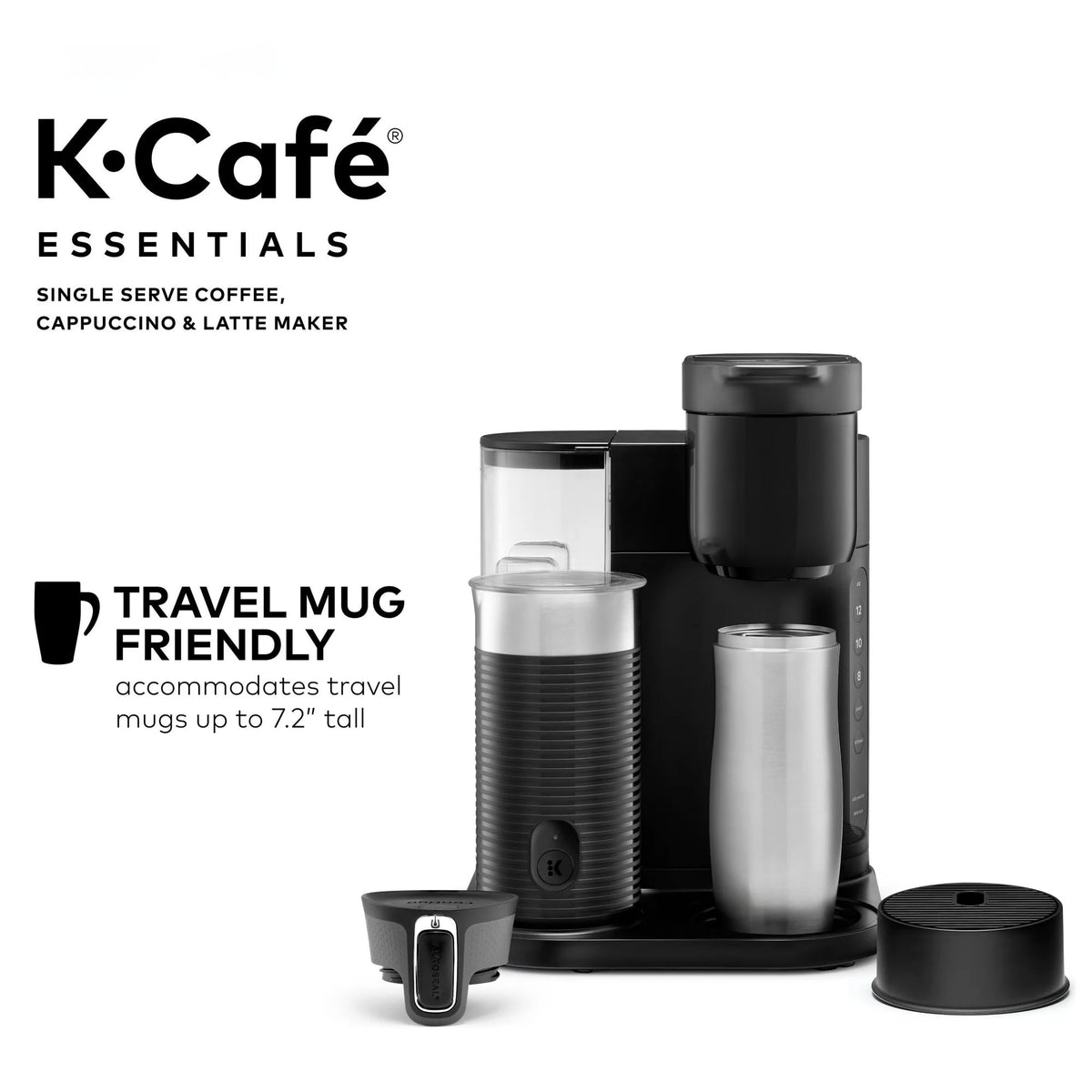 Black Single Serve Coffee Maker with Milk Frother T453