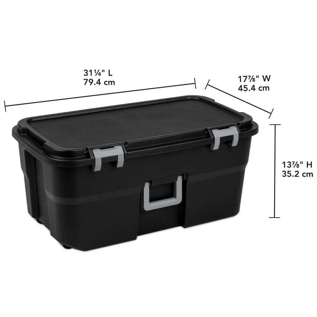 Black 22Gal Wheeled Lockable Storage Footlocker J1462