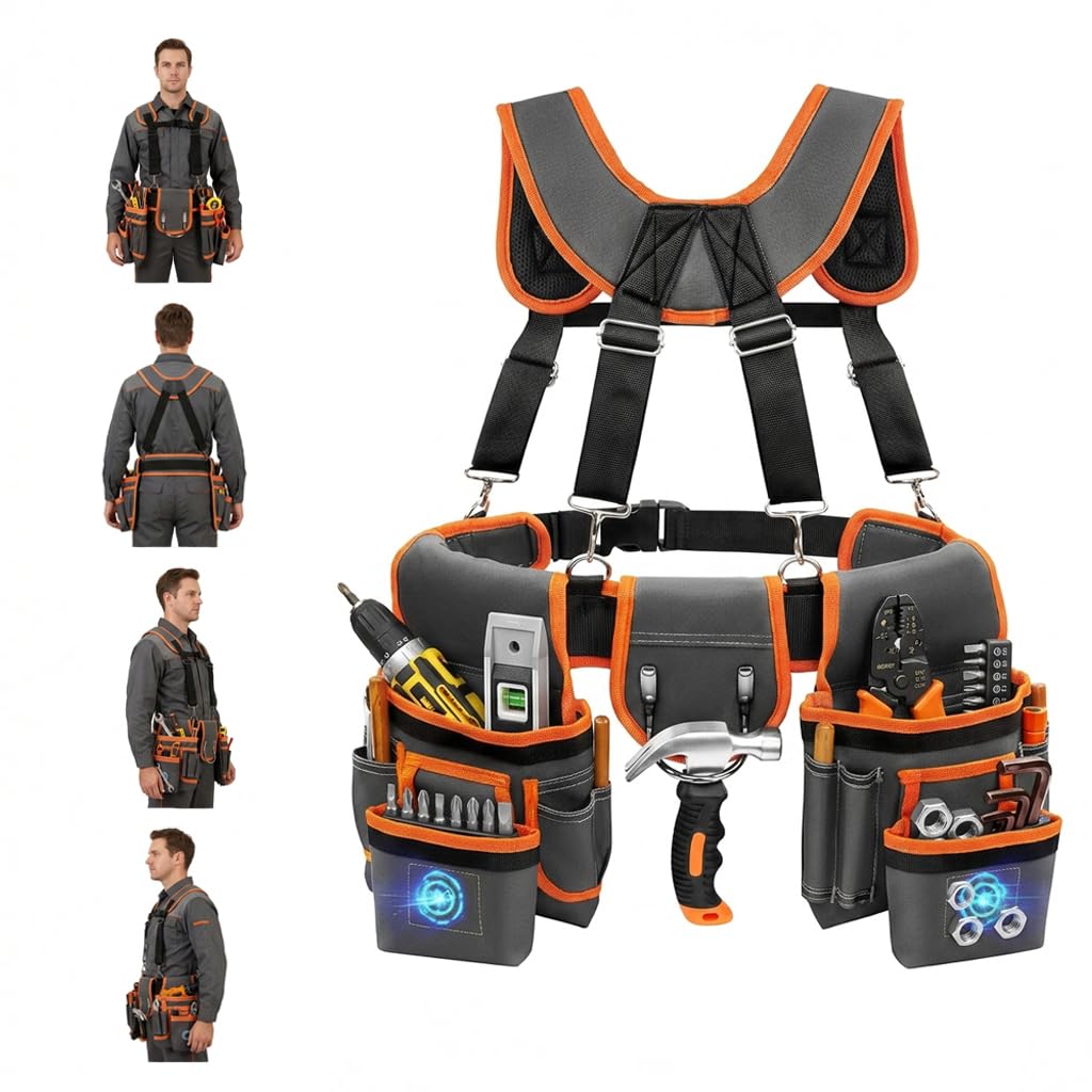 Heavy Duty Magnetic Tool Belt with Suspenders S25275