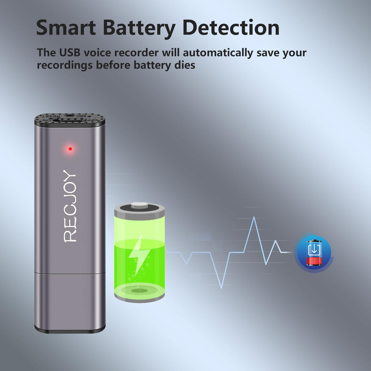 64GB USB Digital Voice Recorder with 750Hrs Storage Capacity U931705
