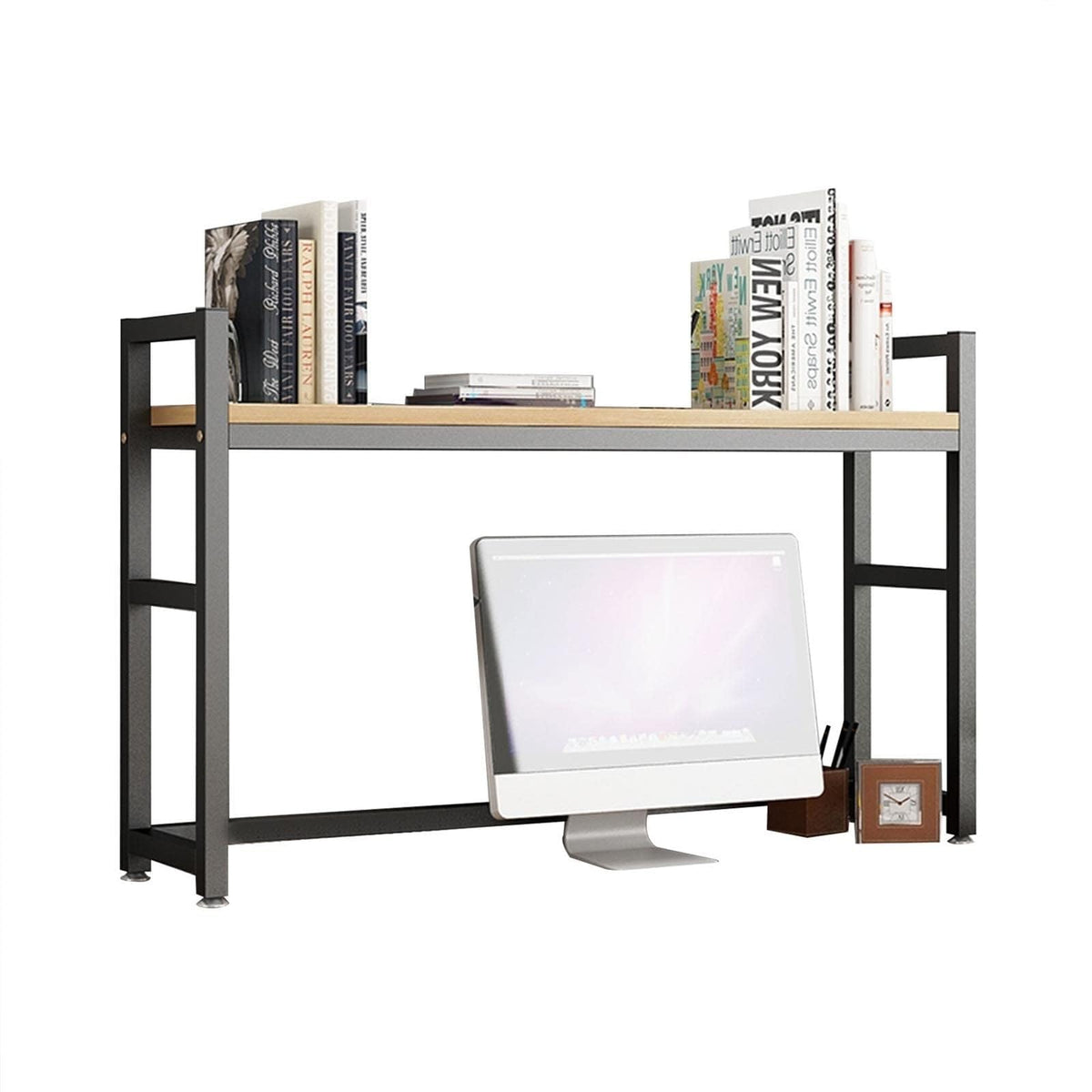 White Wood and Metal Desktop Bookcase K259010