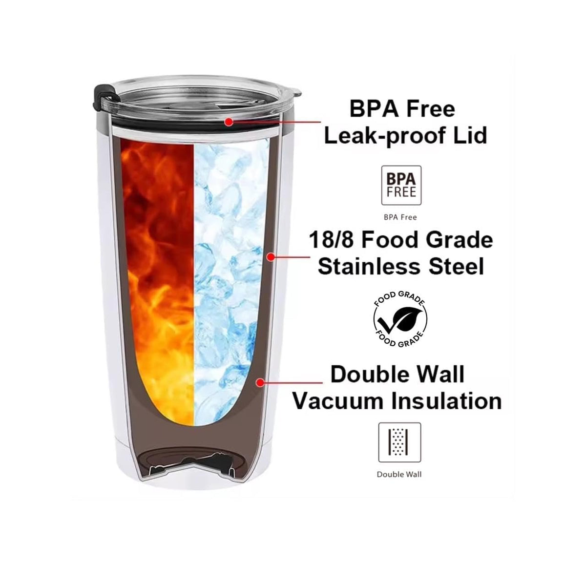Stainless Steel 20 oz Vacuum Insulated Coffee Travel Mug with Magnetic Lid S18581