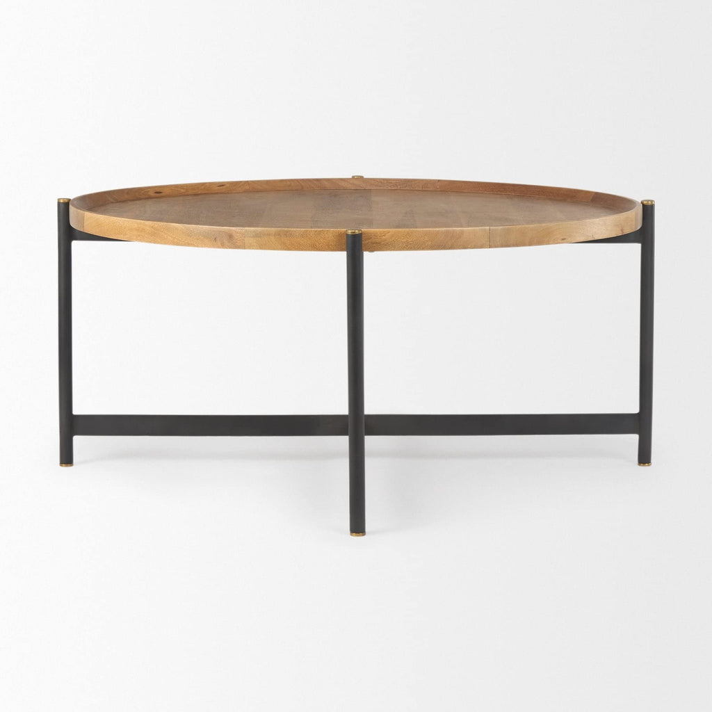 Medium Brown Solid Wood Round Coffee Table J6502