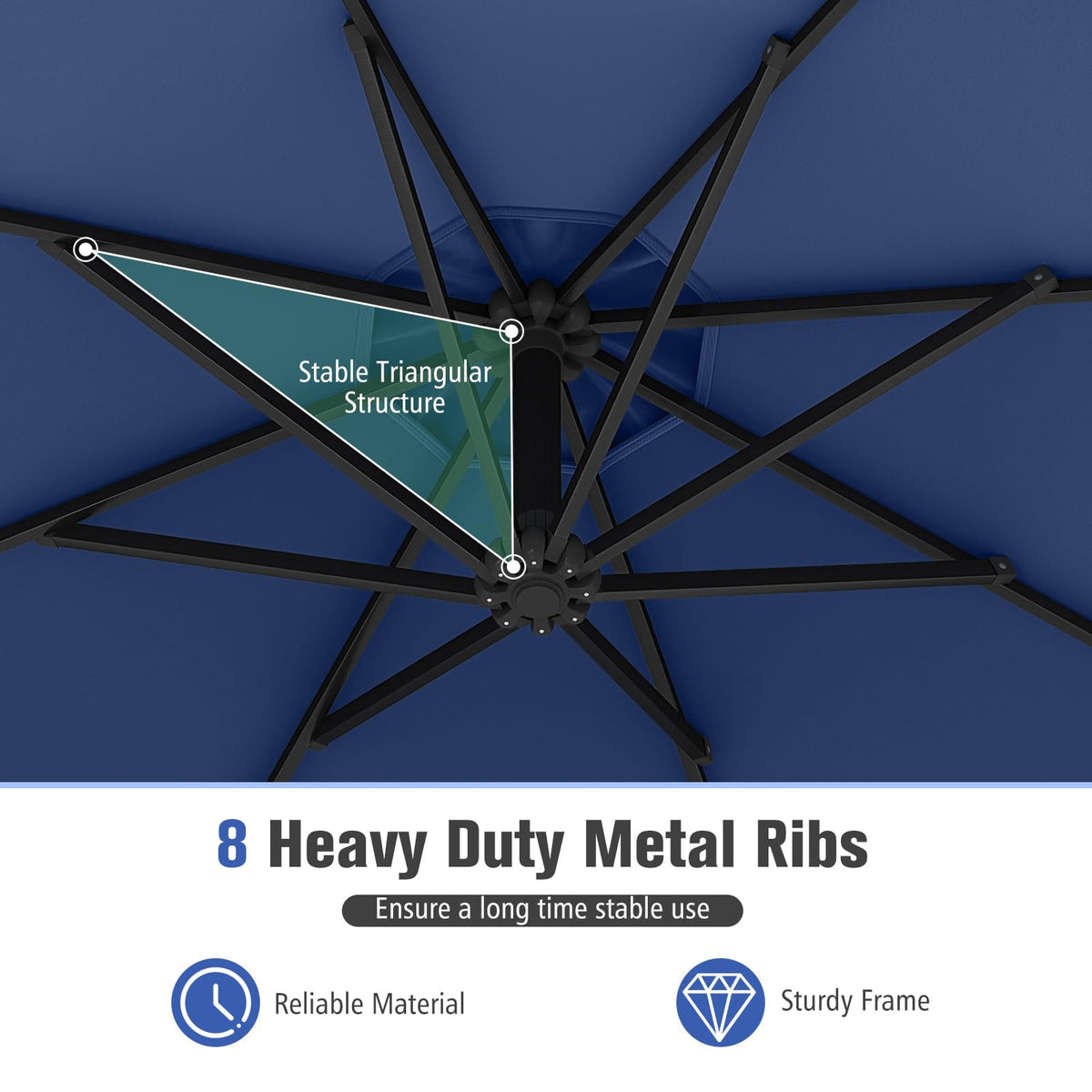 10 FT Navy Offset Cantilever Umbrella Z246