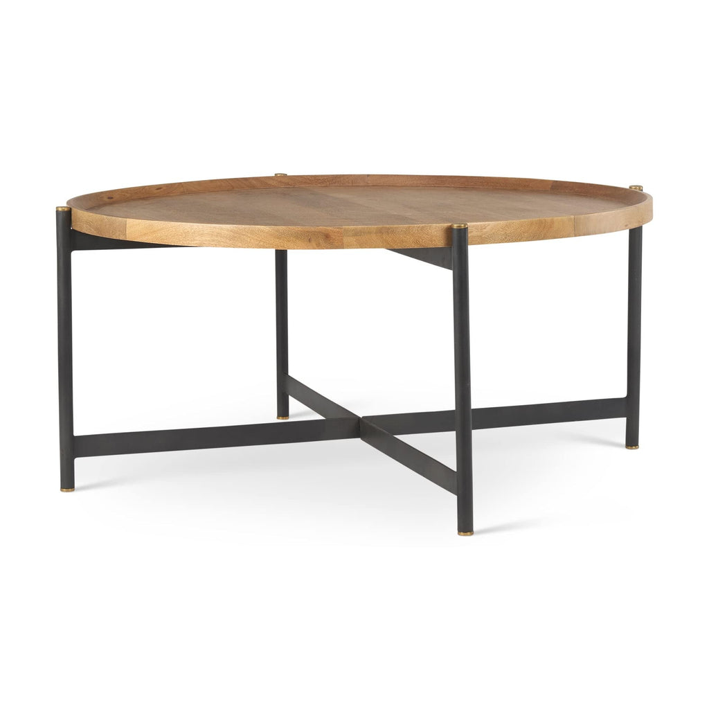 Medium Brown Solid Wood Round Coffee Table J6502