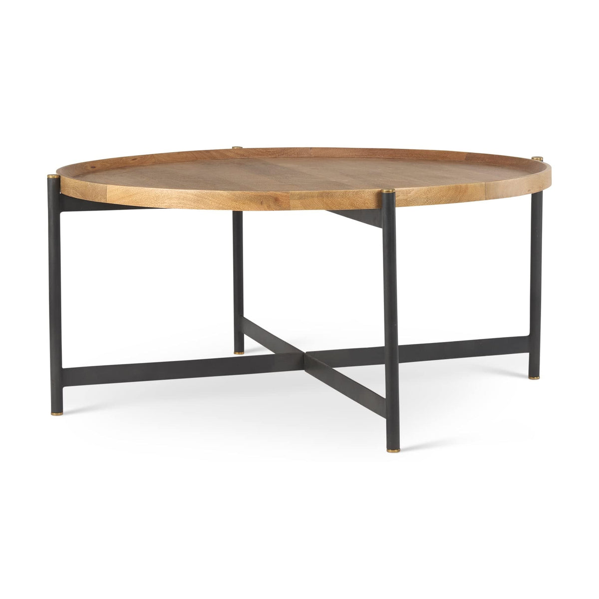 Medium Brown Solid Wood Round Coffee Table J6502