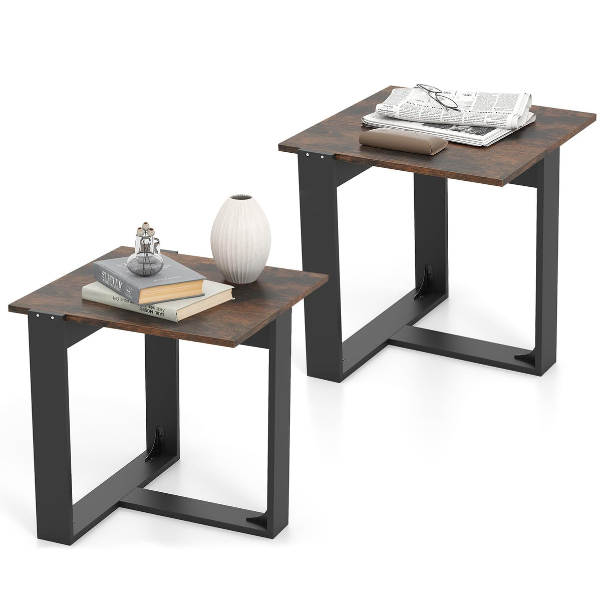 Set of 2 Square Wood Side Tables L699243