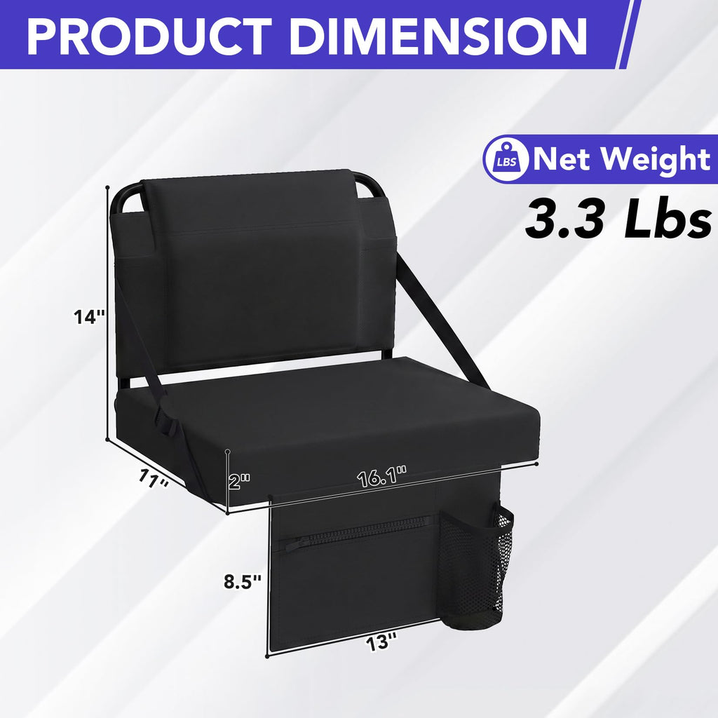 Adjustable Bleacher Chair with Back Support and Cup Holder Y761100