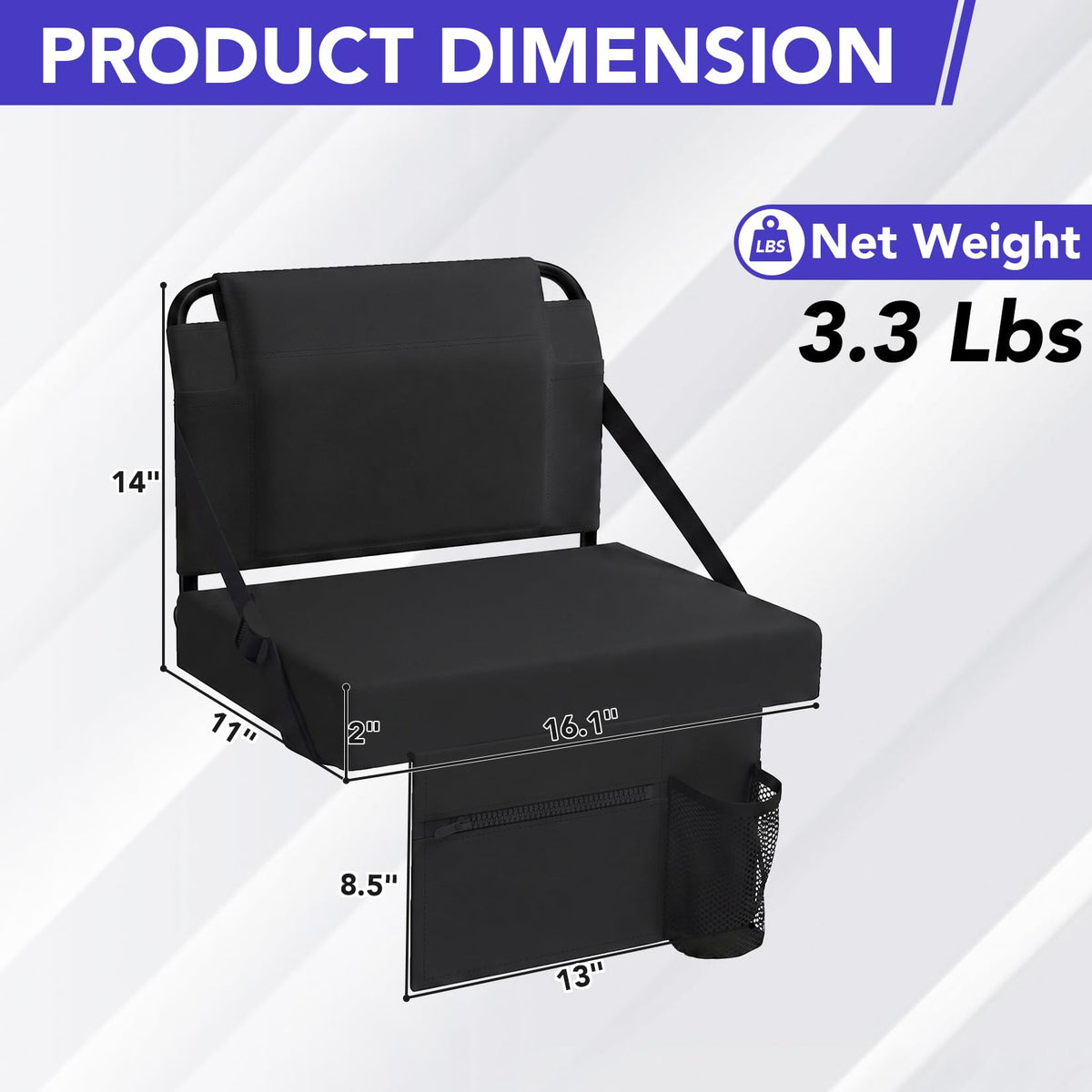Adjustable Bleacher Chair with Back Support and Cup Holder Y761100