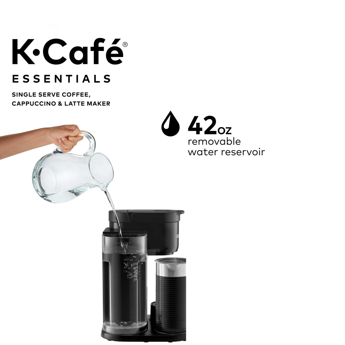 Black Single Serve Coffee Maker with Milk Frother T453