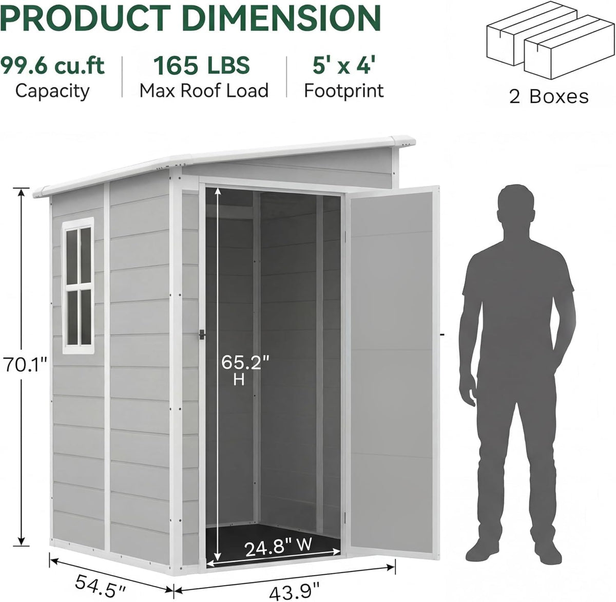 5 x 4 FT Plastic Outdoor Storage Shed with Floor D23837