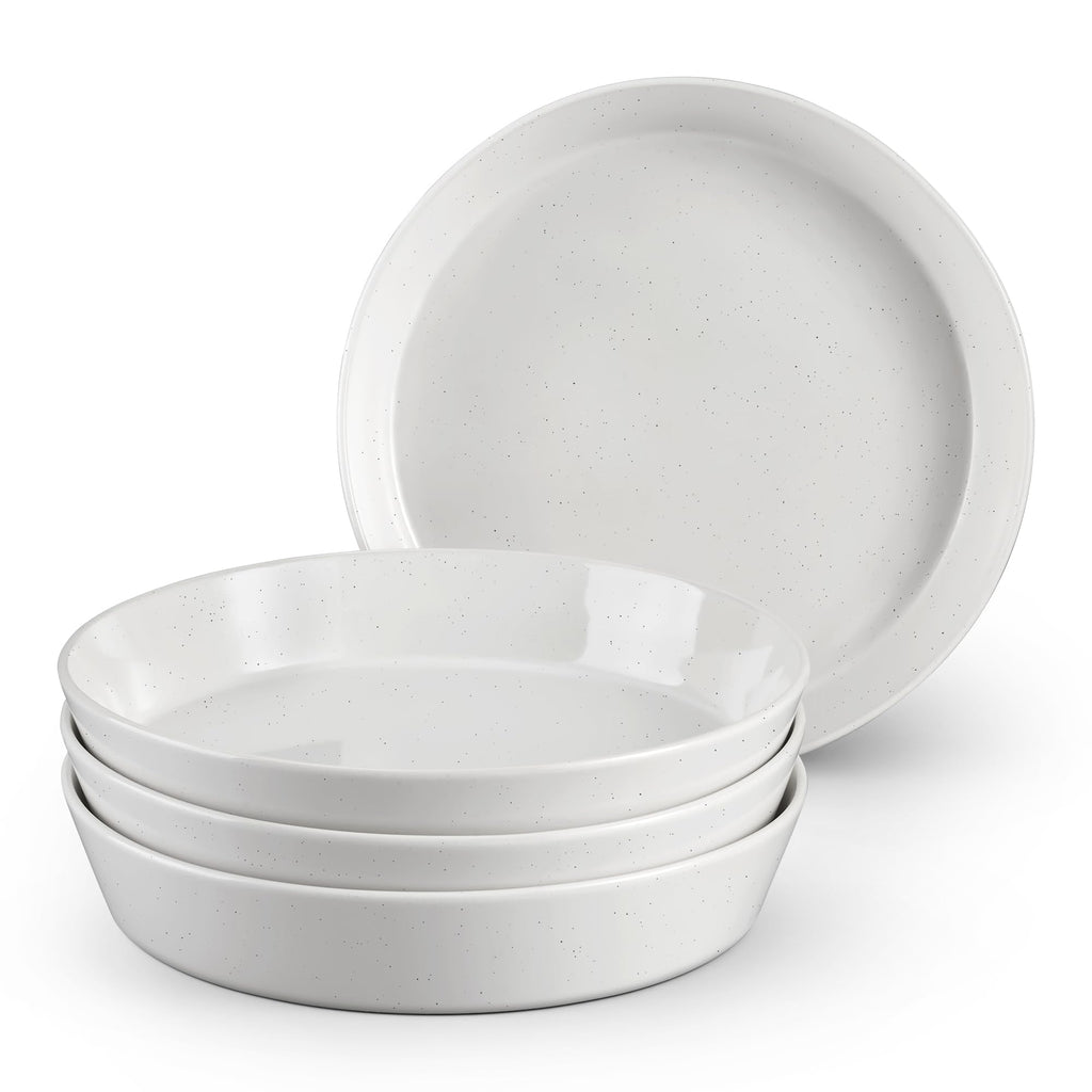 34oz Stoneware Pasta Bowls Set of 4 Speckled White G228