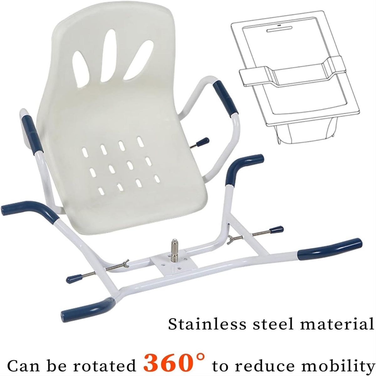 Rotating Shower Stool Seat with Arms and Back Support N8982