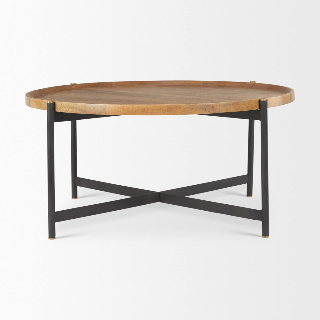 Medium Brown Solid Wood Round Coffee Table J6502