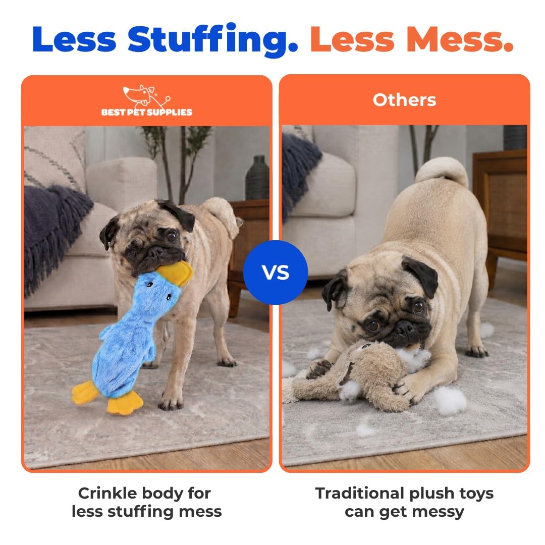 Interactive Squeaky Dog Toy Crinkle Duck Blue M431926
