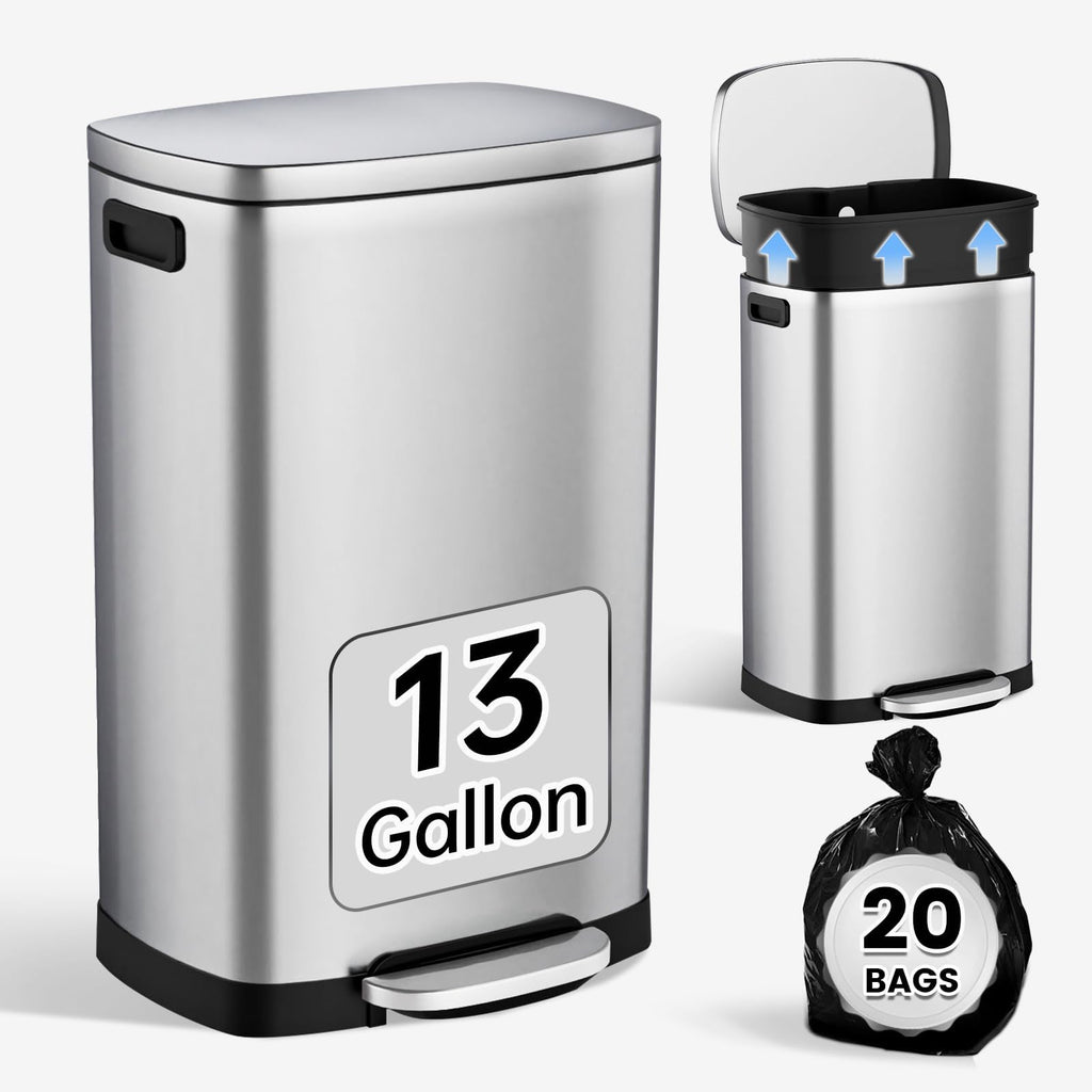 13 Gal Stainless Steel Kitchen Trash Can Y598303