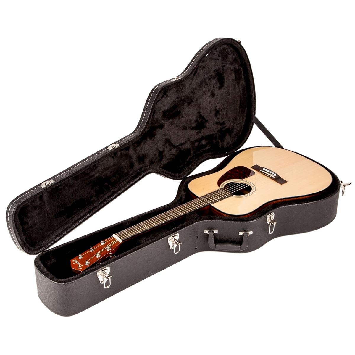 Black Flat-Top Dreadnought Acoustic Guitar Case with 1-inch Foam Padding H7762