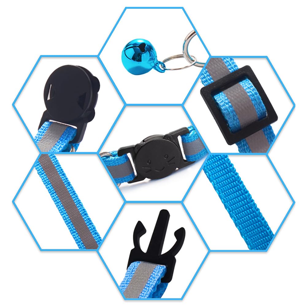 6 Pack Reflective Nylon Cat Collar with Bell S5084
