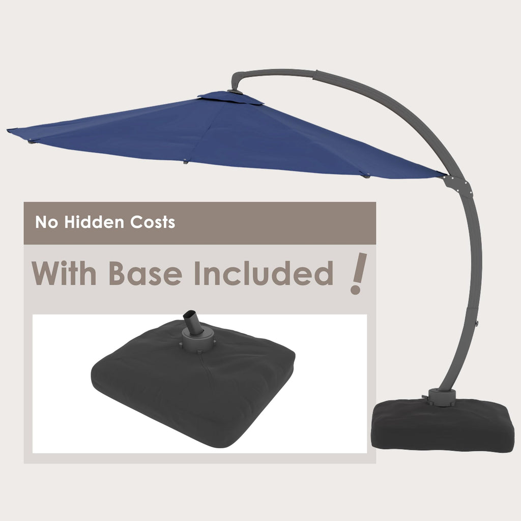 11FT Navy Blue Aluminum Cantilever Patio Umbrella with Base B289