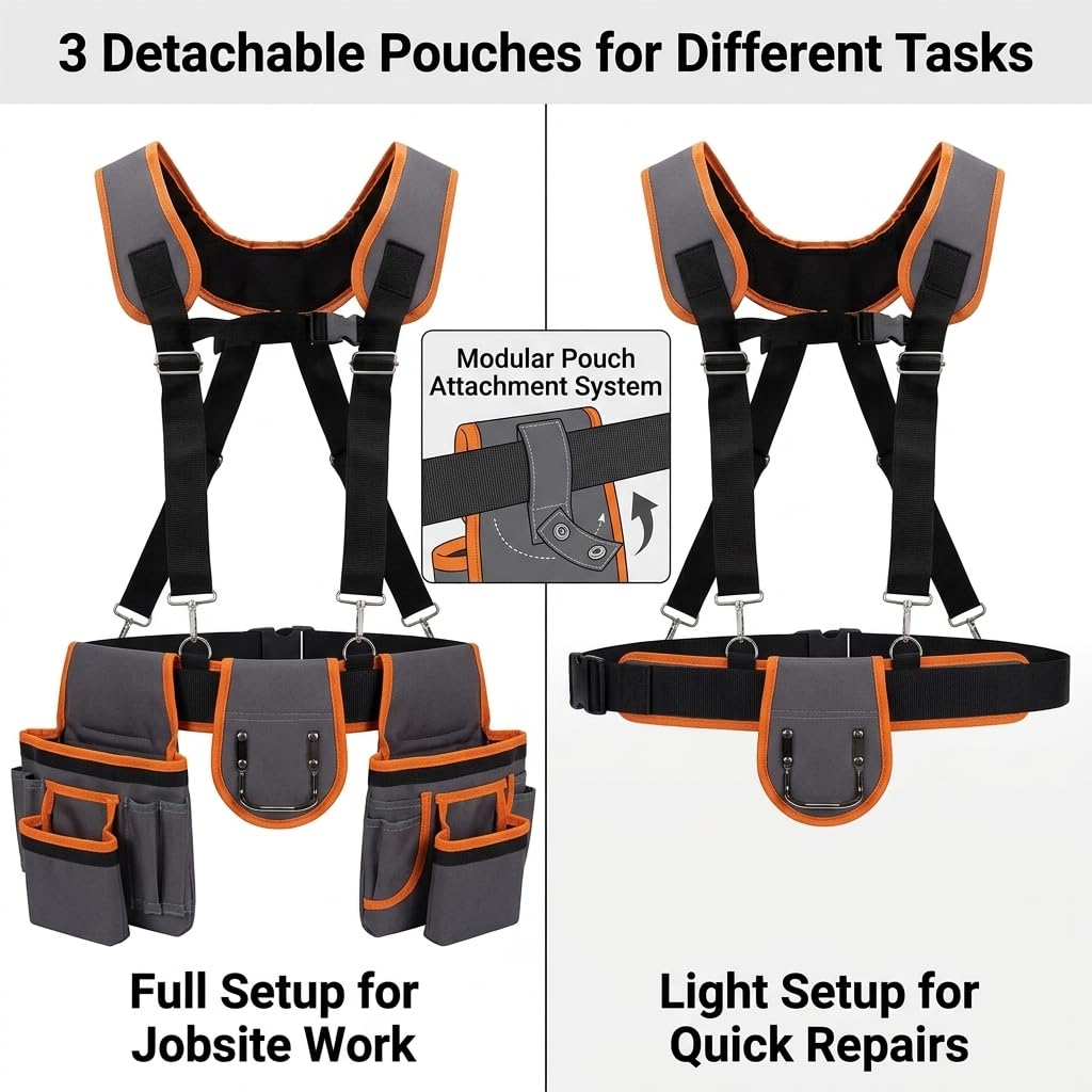 Heavy Duty Magnetic Tool Belt with Suspenders S25275