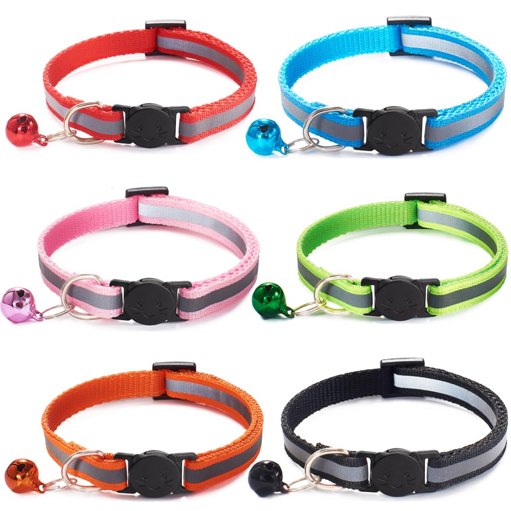 6 Pack Reflective Nylon Cat Collar with Bell S5084