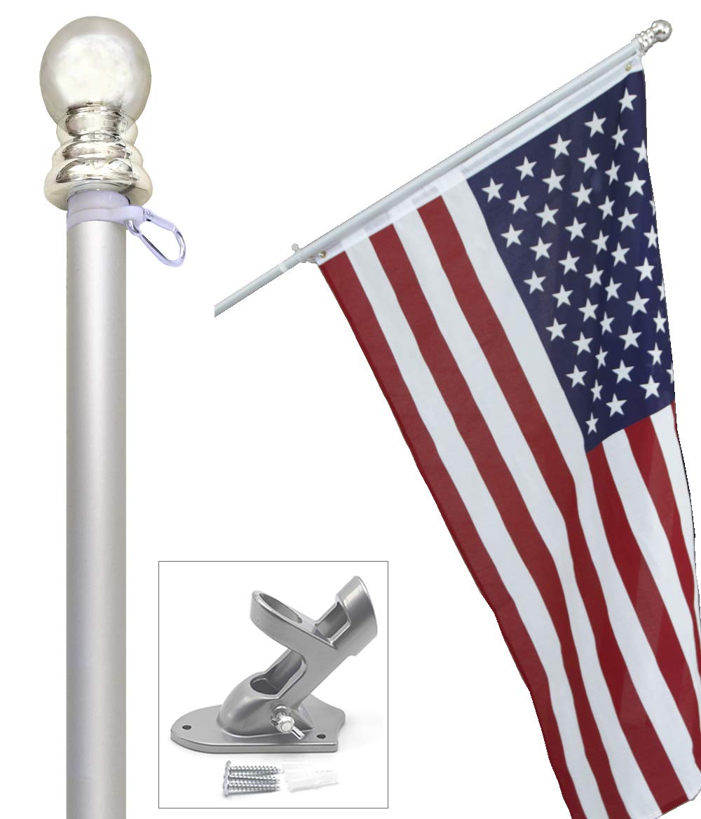 3x5 ft US Flag and 6 ft Aluminum Flag Pole Kit with Holder M17532