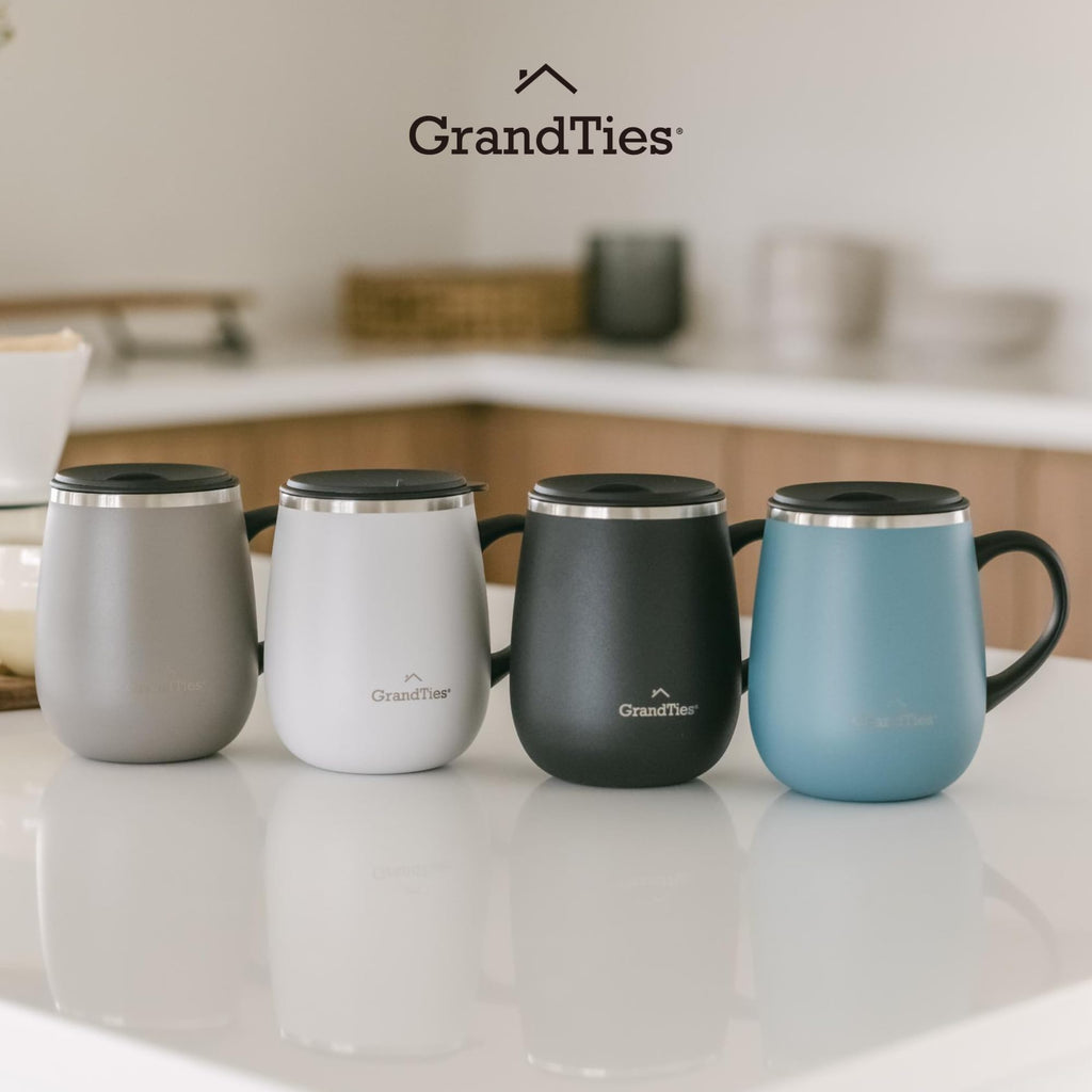 16 oz Stainless Steel Insulated Coffee Mug 2-Pack with Handle & Sliding Lid F4795