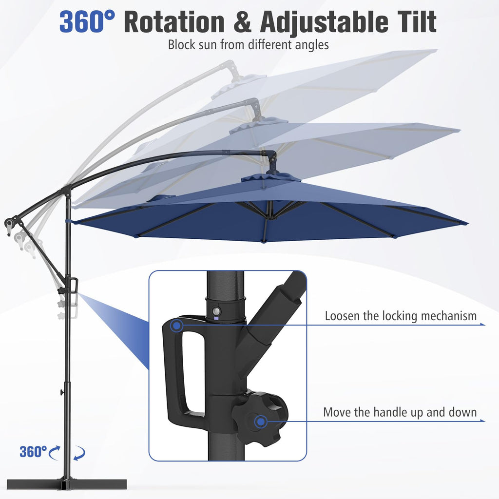10 FT Navy Offset Cantilever Umbrella Z246