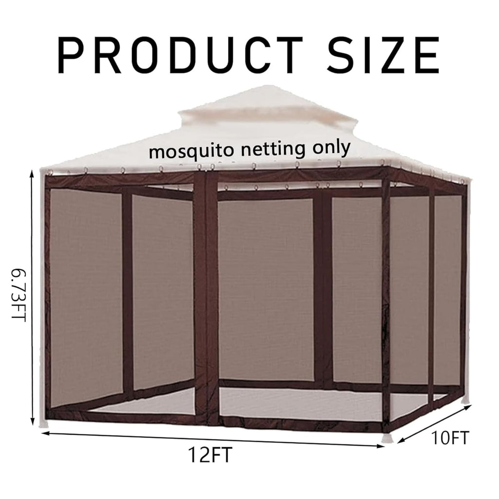 10' x 12' 4-Panel Mosquito Netting Sidewall Curtain with Zippers D91695