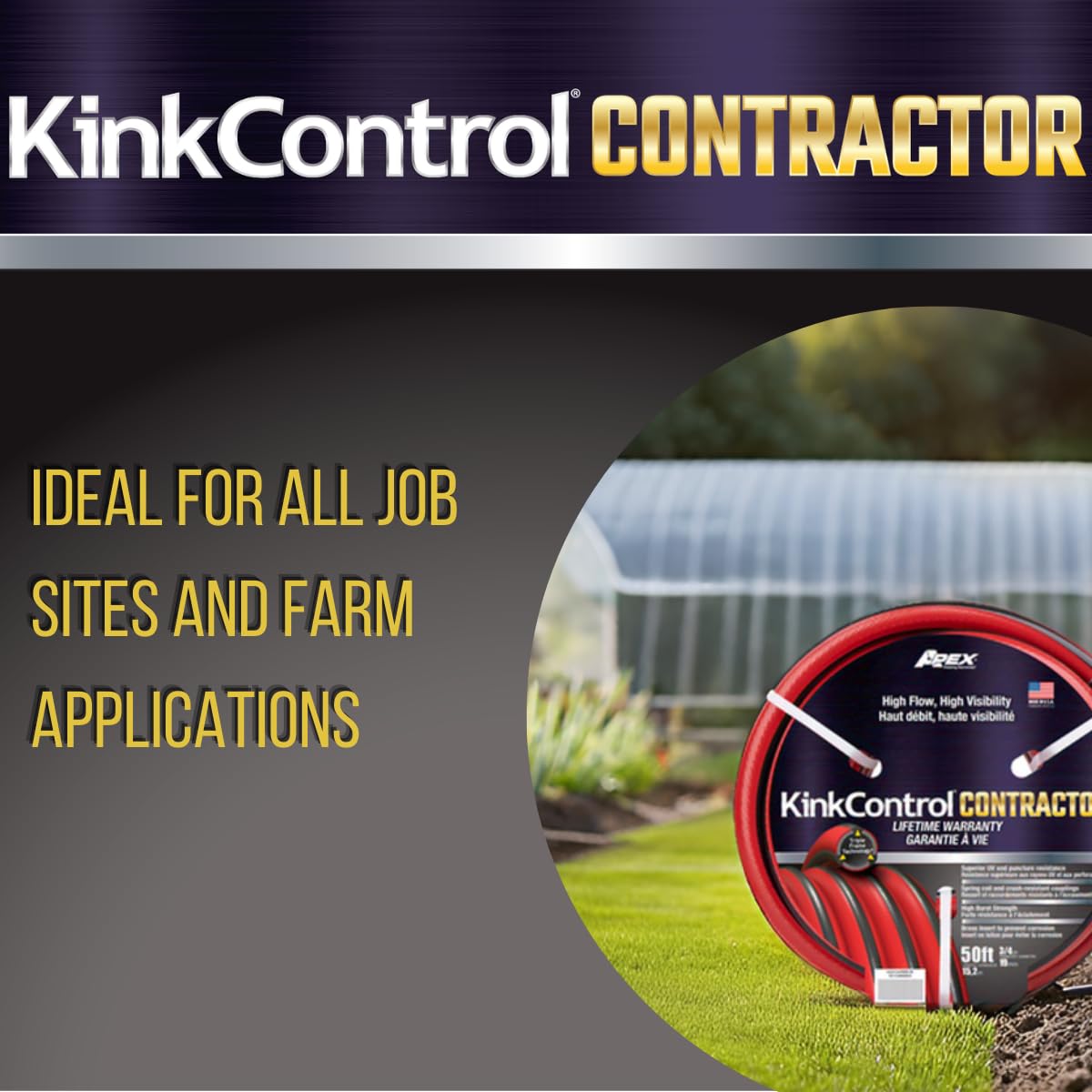 Contractor Grade Hose with Spring Coil and Crush Resistant Couplings 3/4 x 50 ft F1983