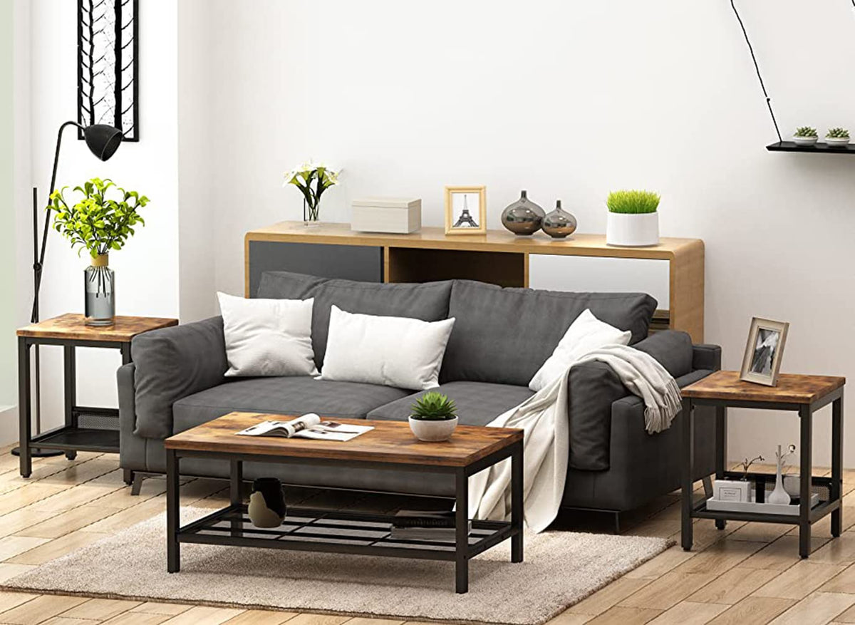 3 Pieces Coffee Table Set with 2 End Side Tables I153