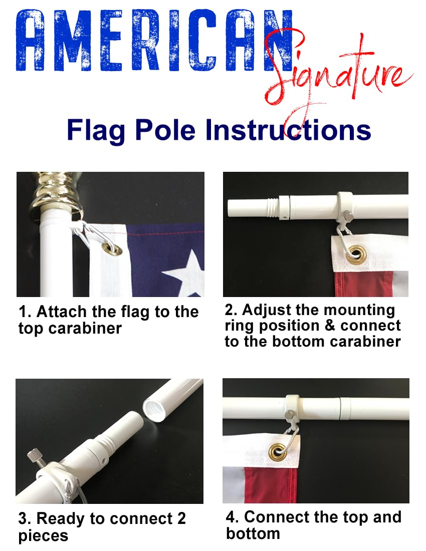 3x5 ft US Flag and 6 ft Aluminum Flag Pole Kit with Holder M17532