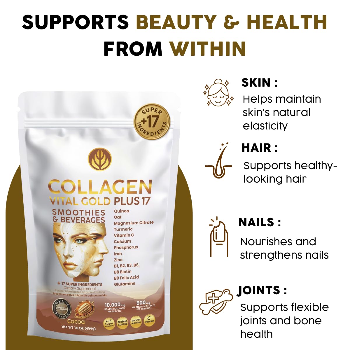 Collagen Peptides Powder Cocoa Flavor 16 oz H383