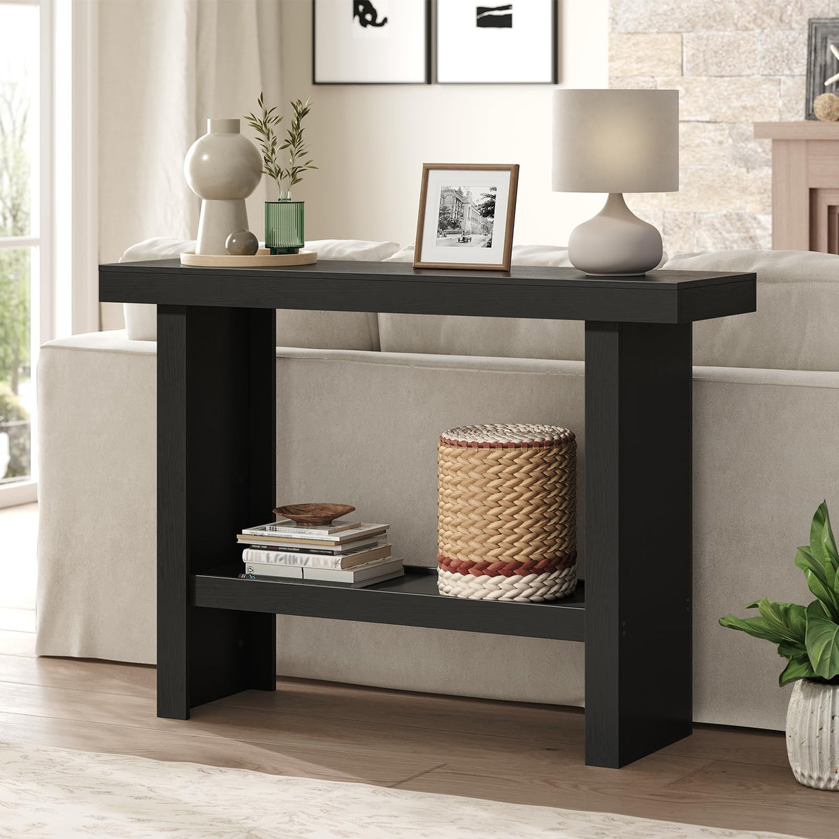 Black Rectangular Console Table I8811