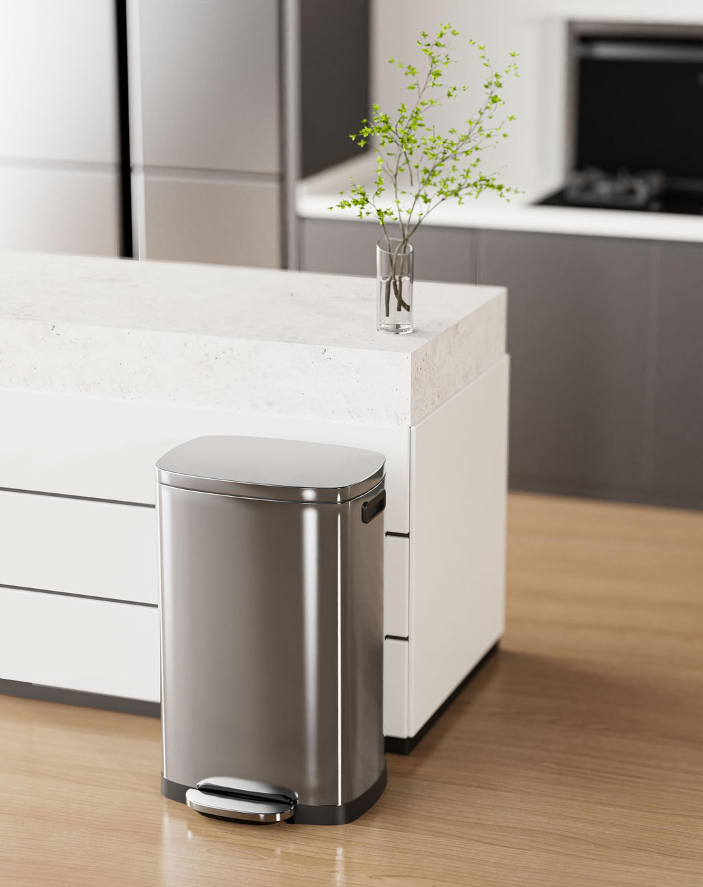 13 Gal Stainless Steel Kitchen Trash Can Y598303