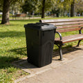 45 Gallon Black Wheeled Garbage Can with Attached Lid O7552