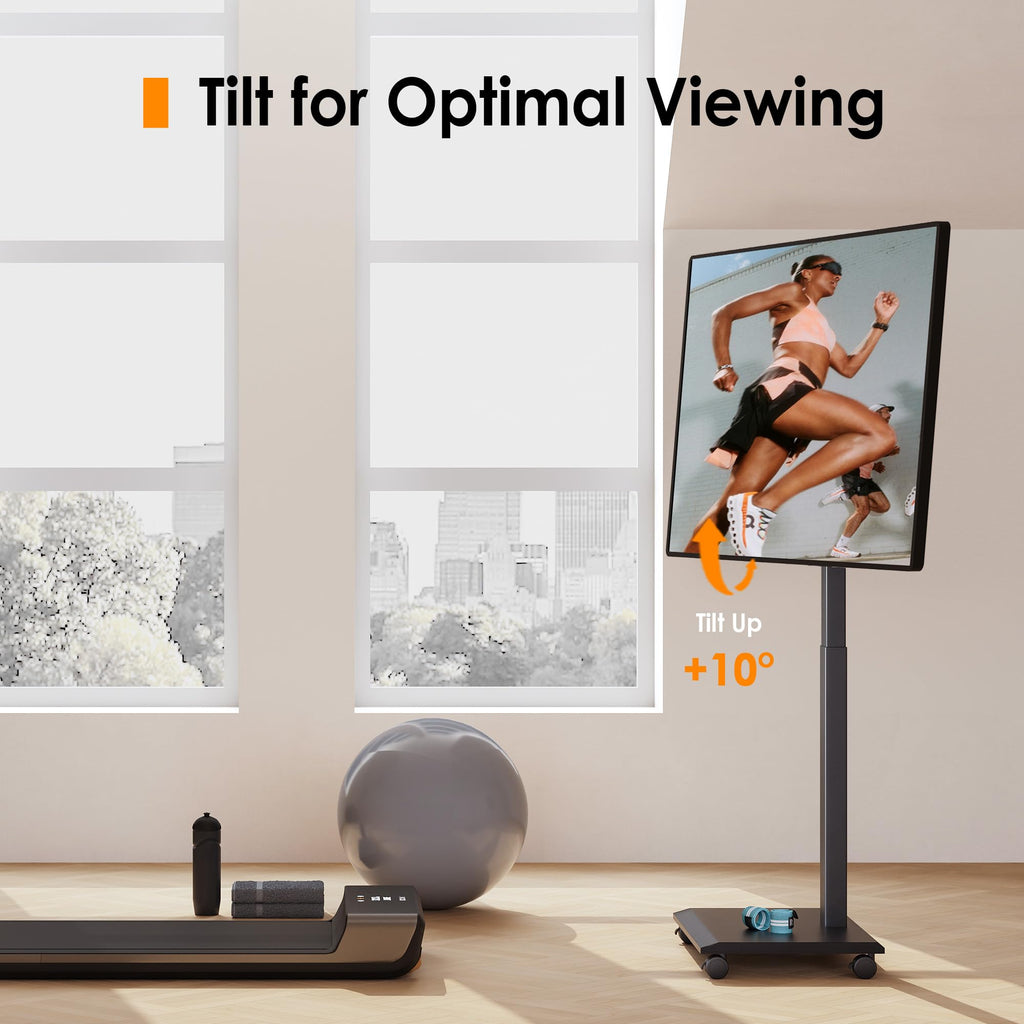 Hand Crank Lift TV Stand with Wheels for 32-75 Inch TVs, Black I239