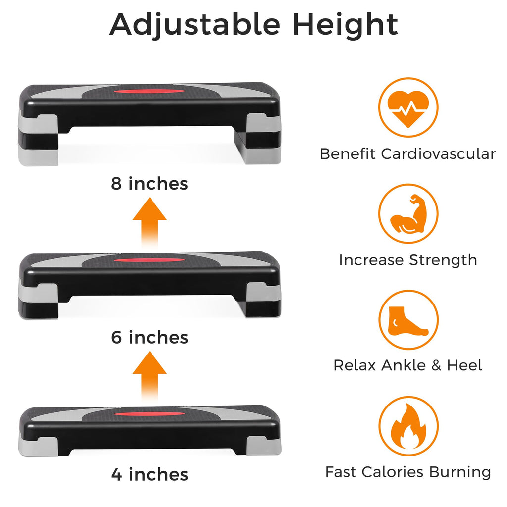 31" Adjustable Aerobic Step Platform with 4 Stackable Risers S96219