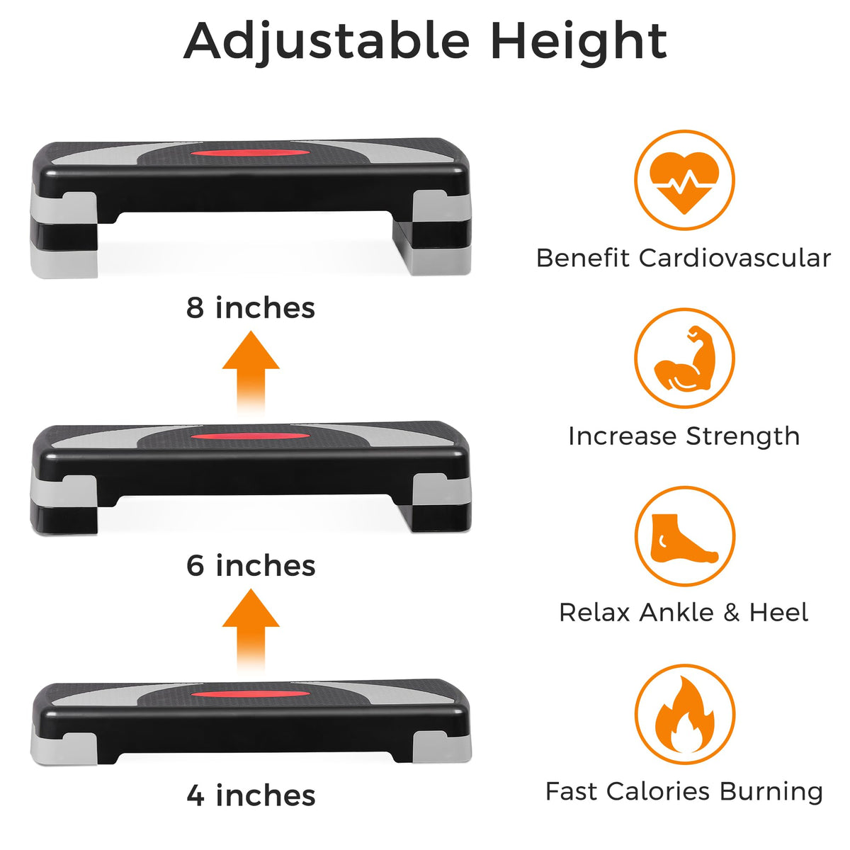 31" Adjustable Aerobic Step Platform with 4 Stackable Risers S96219